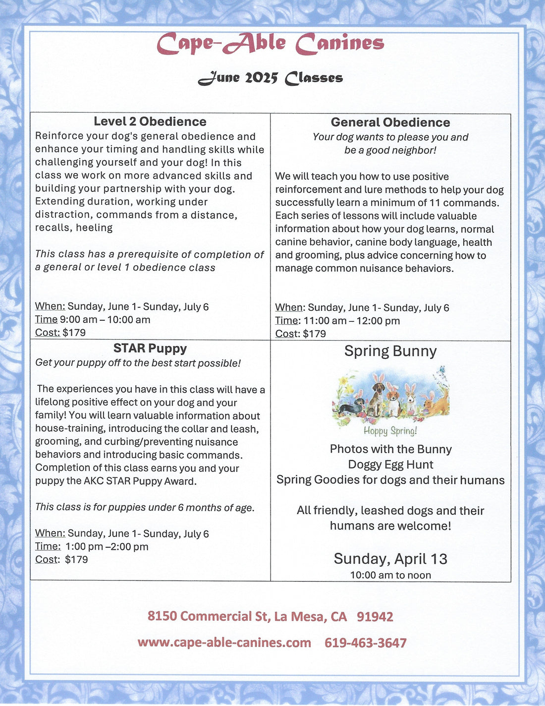 Upcoming classes in June