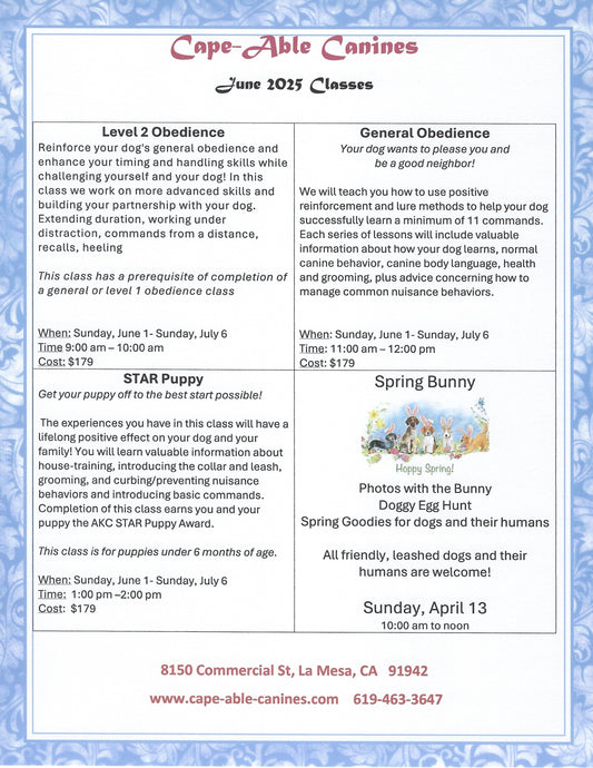 Upcoming classes in June